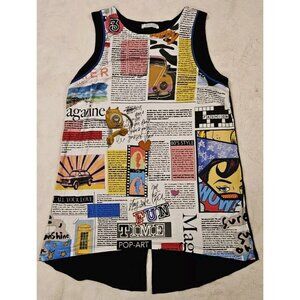 Dolcezza Newspaper Patchwork No Sleeve Dress | Women's Medium